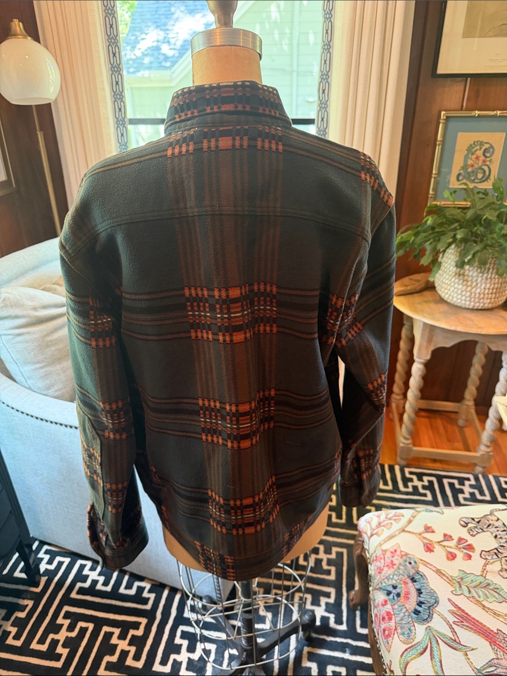 Filson Dark Green Plaid Shirt Jacket with Orange Trim - Picture 2 of 3